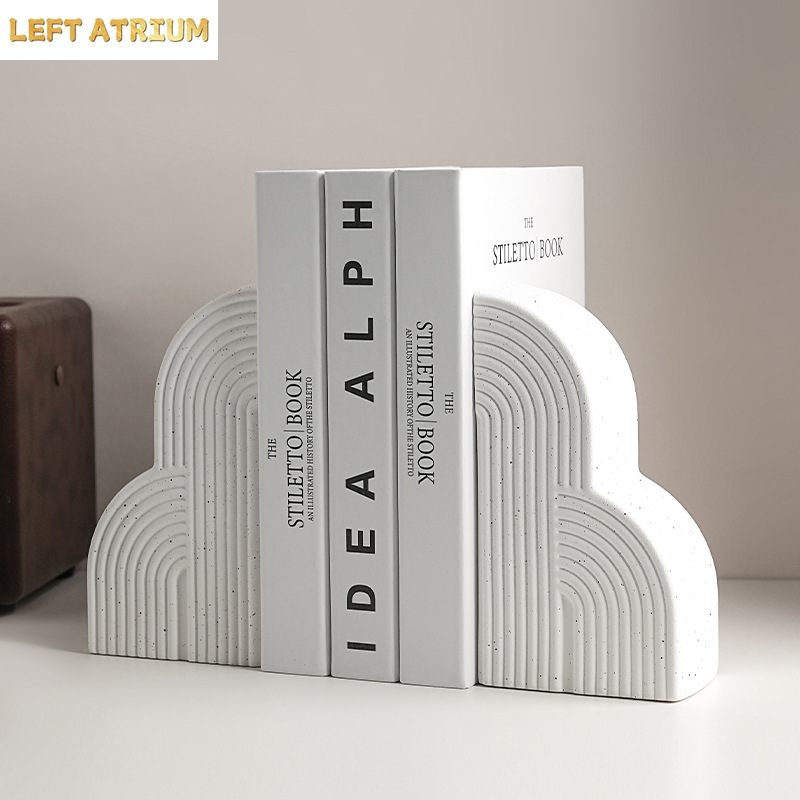 Home Office Architecture - Nordische Buchstützen aus Keramik für Bücherregale,