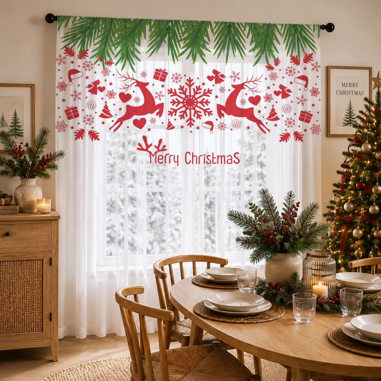 Home Office Youtube - Transparenter Weihnachtsvorhang mit Farbverlauf, hochwertiger, lichtreduzierender