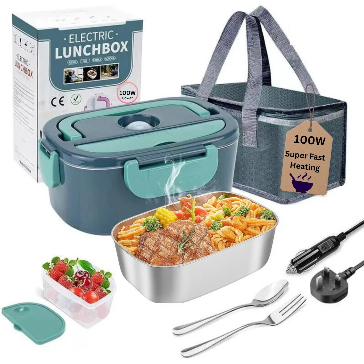 Home Office Bagas - Elektrische Lunchbox, Speisenwärmer, 100W, beheizte Lunchbox,