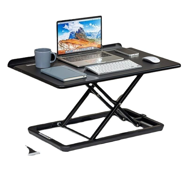 Laptop Stand Foldable - Pneumatisch Höhenverstellbarer Schreibtisch-Aufsatz Zweischichtiger Monitorständer Laptop-Erhöhung