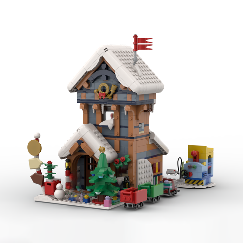 Home Office Architecture - 1439 Teile MOC Modulares Winter-Postamt Architekturmodell