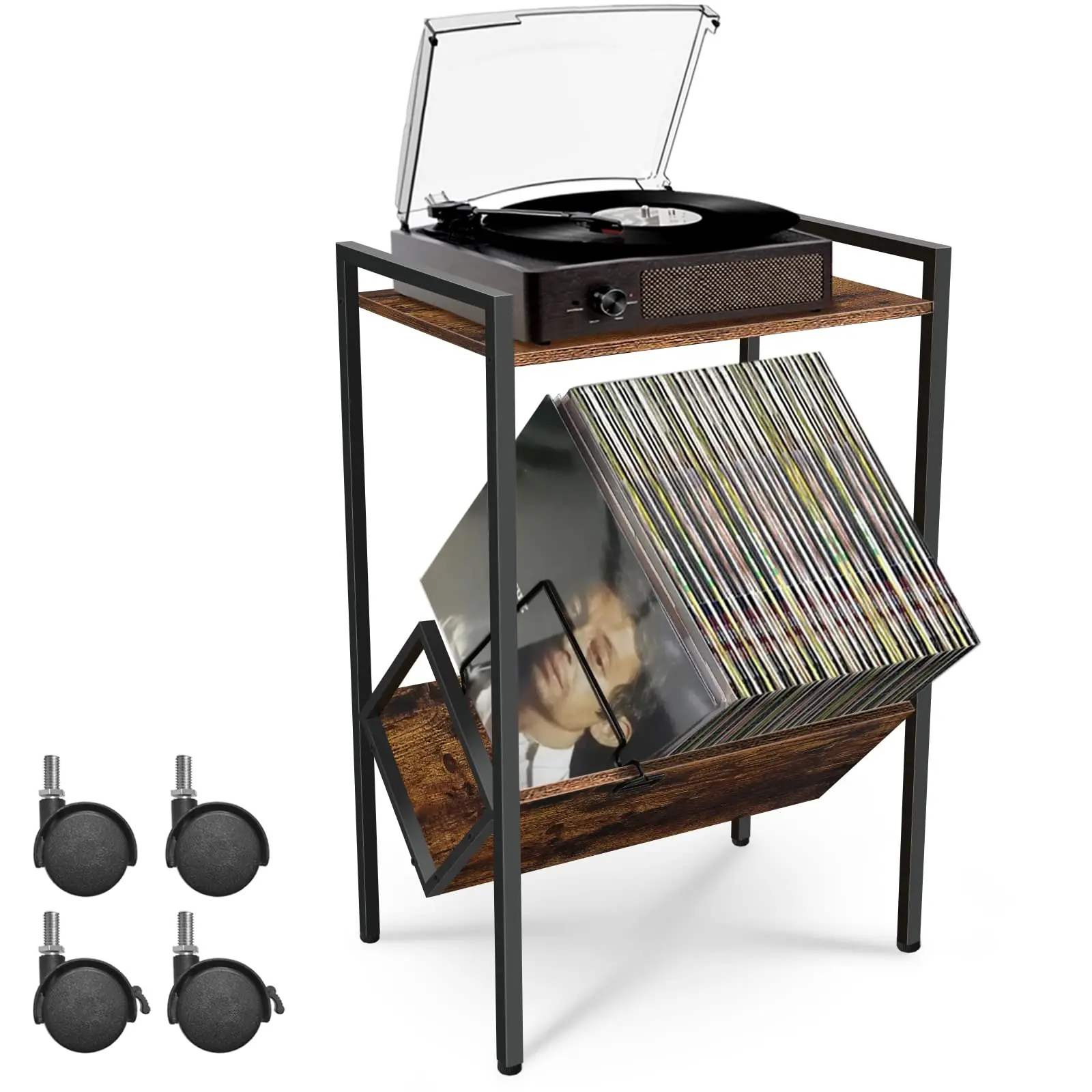 Home Office Amazon - 'Tisch-Nachttisch, bis zu 80 Alben, Vinyl-Plattenspielerständer