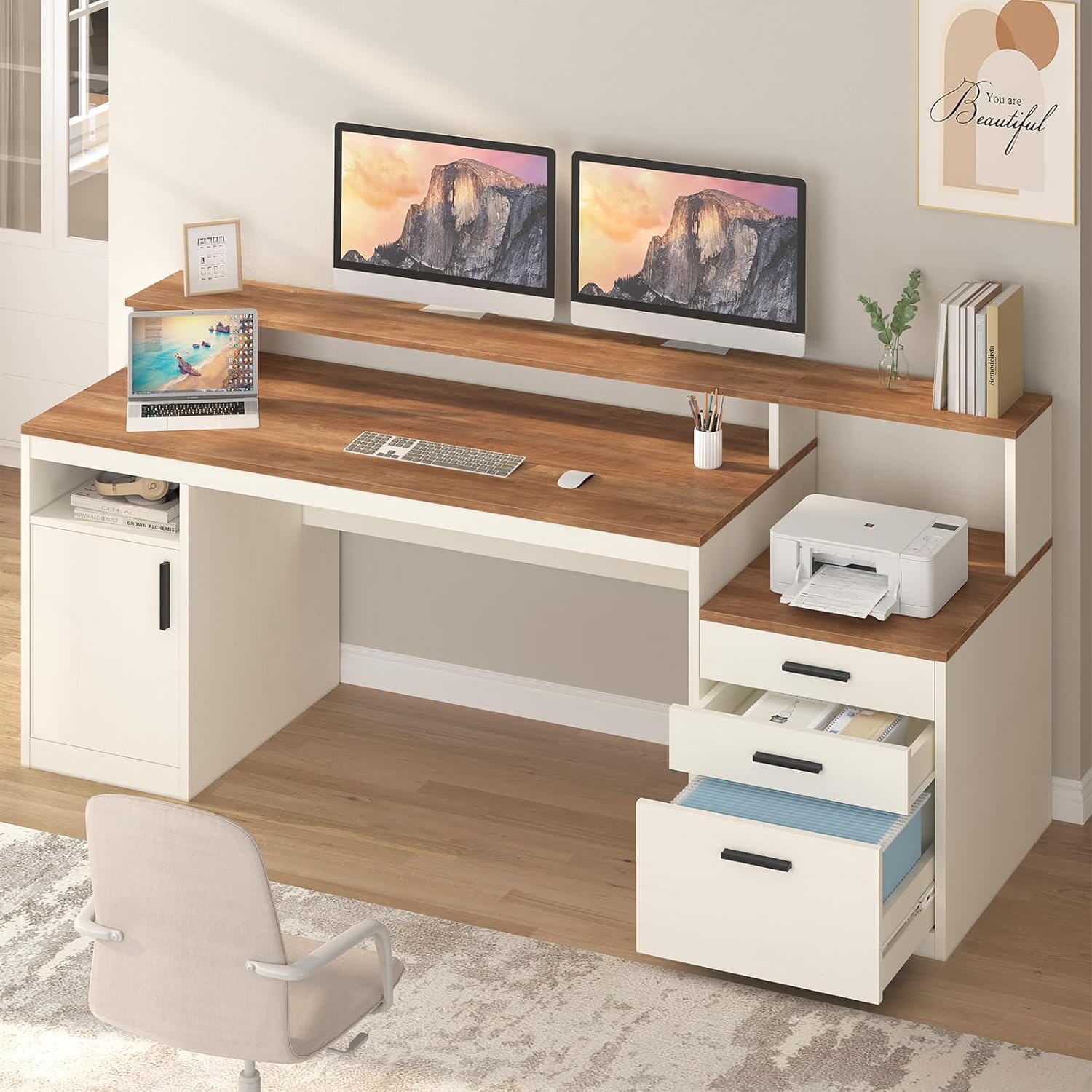65-Zoll-Computertisch mit 3 Sc – Home Office 365 Bewertung und Preis