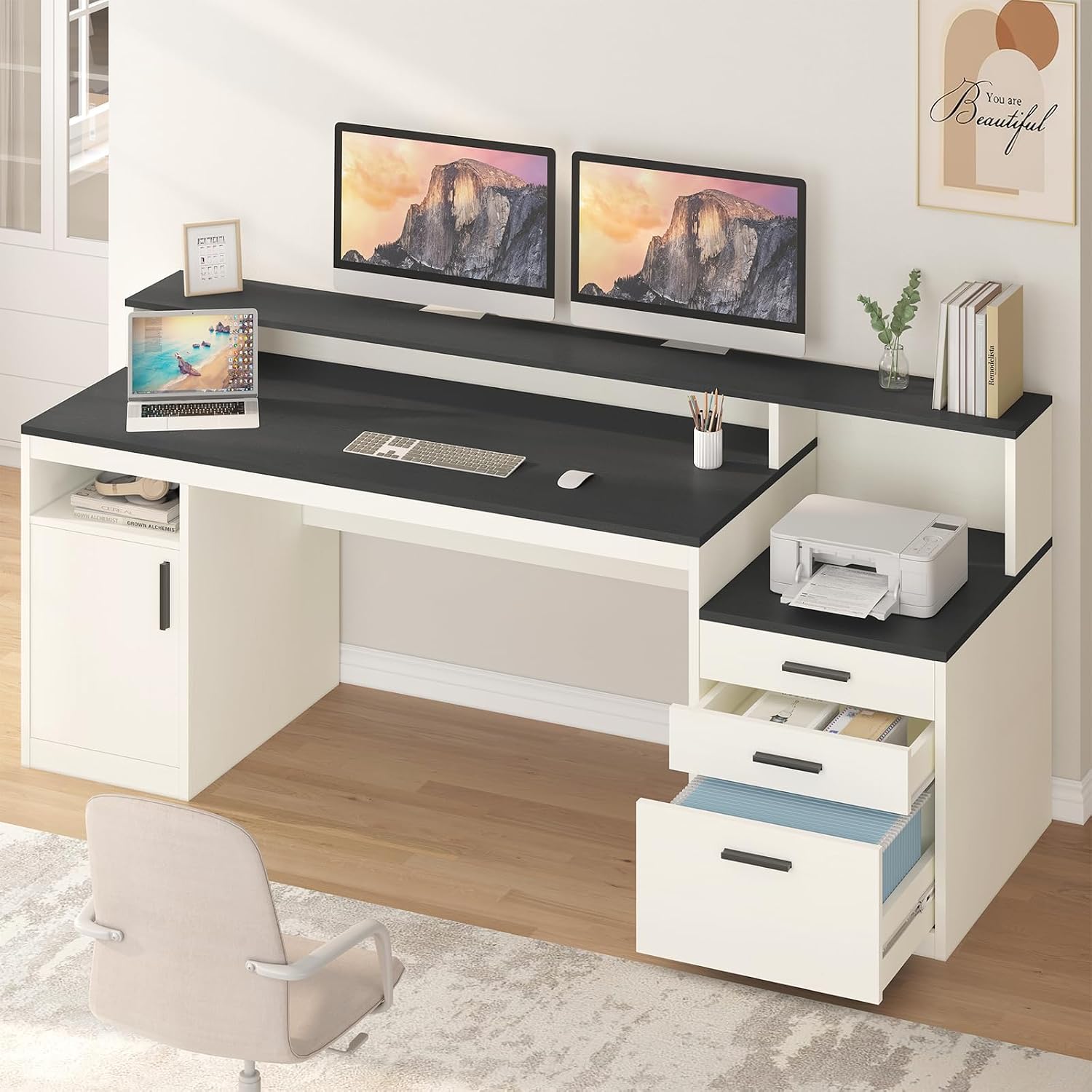 65-Zoll-Computertisch mit 3 Sc – Home Office 365 Bewertung und Preis